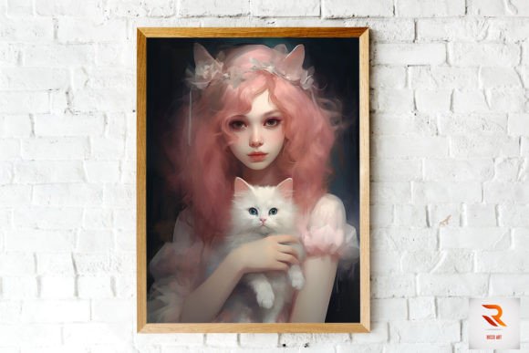 Beautiful Witch Girl Loves Cat Wall Art Review