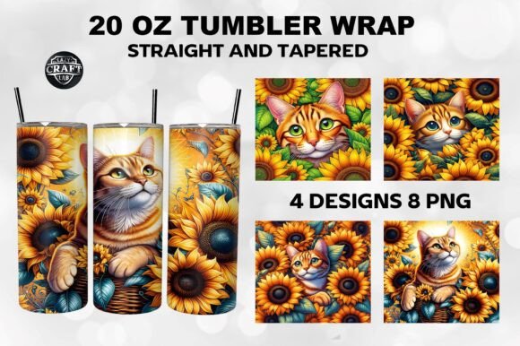 Cat with Sunflowers Skinny Tumbler Design Review