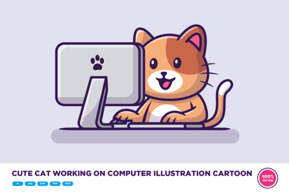 Cute Cat on Computer Embroidery Design Review