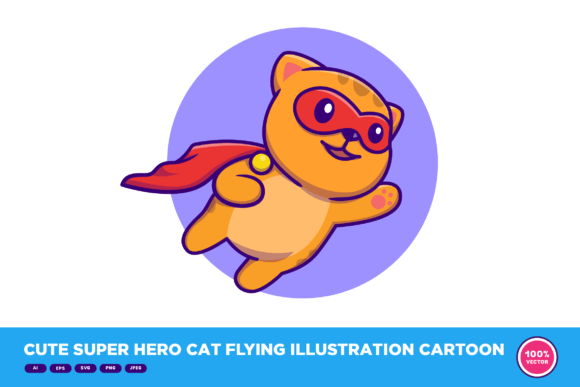 Cute Super Hero Cat Flying Illustration Review