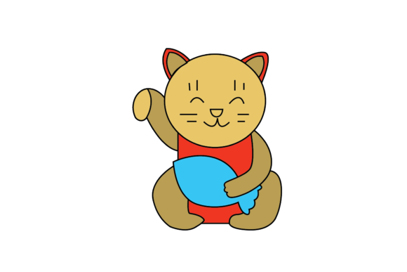 Japanese Cat Maneki Neko Icon Graphic Review