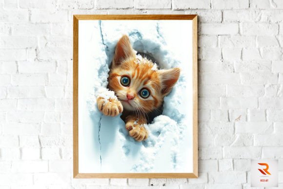 Little Cat Peeking from Snow Wall Art Review