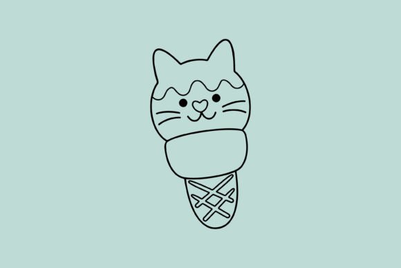 Outline Cute Cat Icecream Review